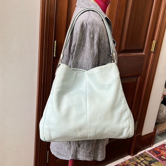 Coach  Phoebe  pebbled leather Light Blue Triple compartment, shoulder bag 26224 - Picture 3 of 17